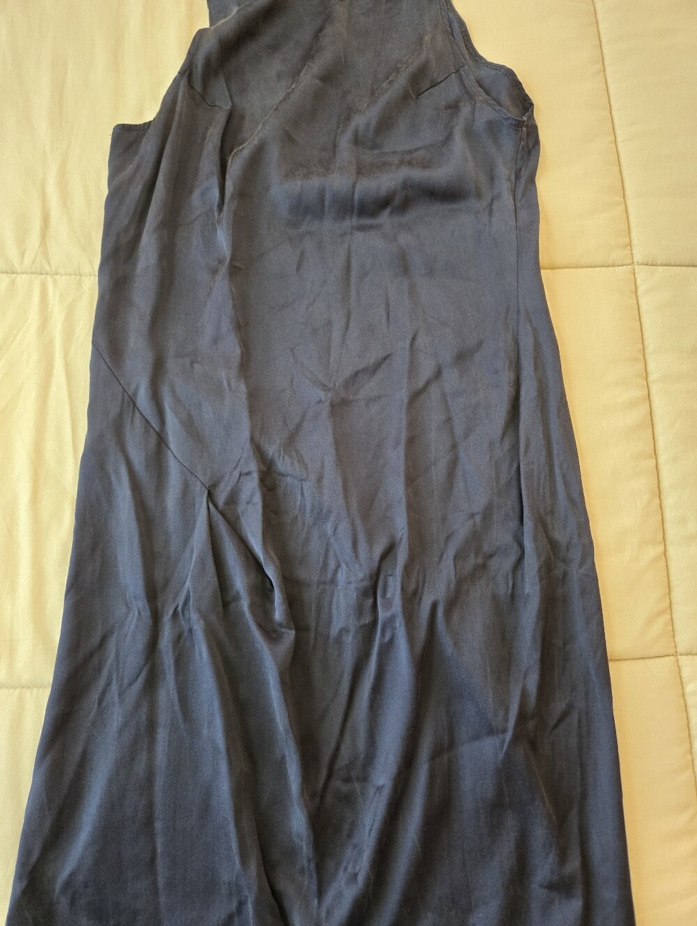 KES Navy Silk Bias Cut Midi Asymetrical Sleeveless Dress, Estimated Size S - Picture 6 of 11